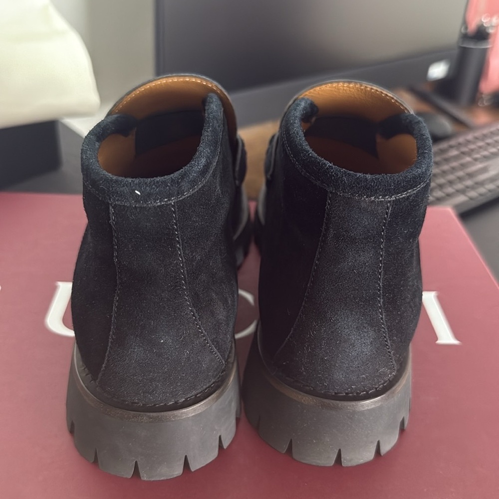 Gucci Black Ankle Boots with Gold Detail - Picture 5 of 8